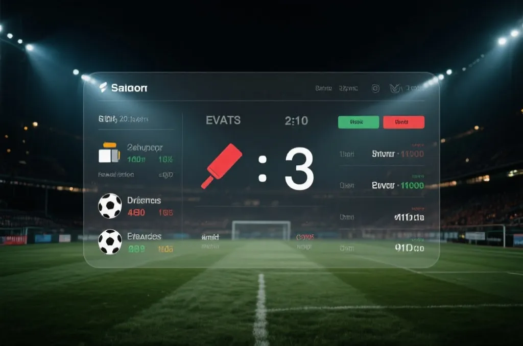 球场夜景与数据面板叠加的复盘视觉